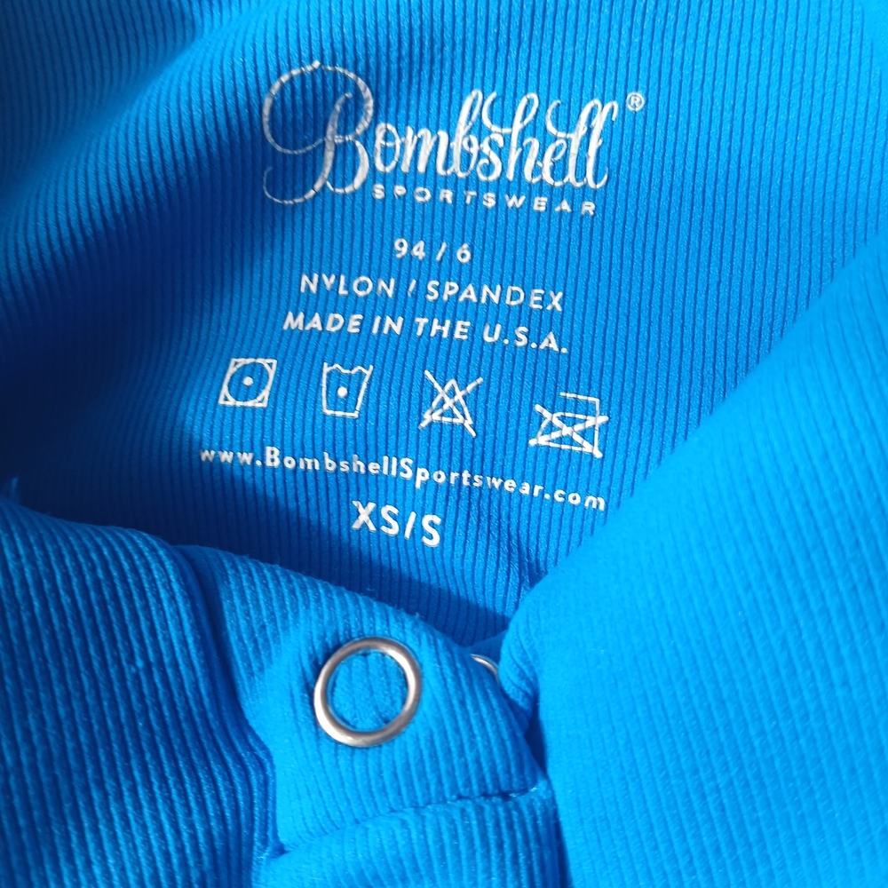 Bombshell Sportswear Bright Blue Ribbed Sports Bra - Picture 3 of 3